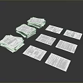 Stacked And Scattered White Papers On Gray Background Surface 3d model