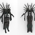 Elaborate Dark Gothic Outfit With Spiked Decorations And Intricate Structured Design