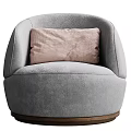 Gray Single Sofa With Light Pink Pillow And Wooden Base Modern Comfortable Design