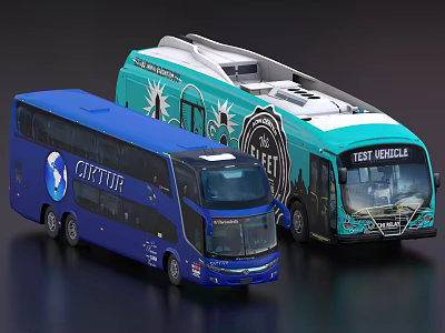 Two Buses With Different Designs Displayed Together 3d model Two Buses With Different Designs Displayed Together 3d model