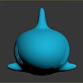 Cute Blue Cartoon Game Movie Character With Big Eyes Red Tongue And Glowing Body