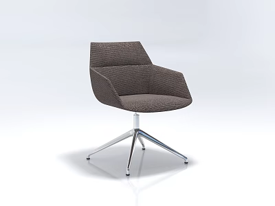 Modern Office Chair Featuring Gray Woven Fabric And Chrome Swivel Metal Base 3d model