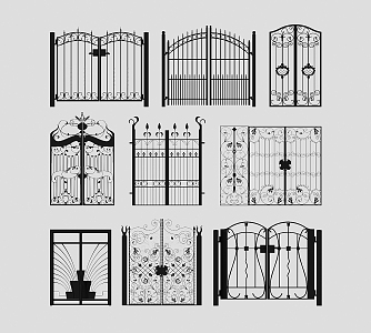 Jane Europe wrought iron gate courtyard gate villa gate double open gate 3d model