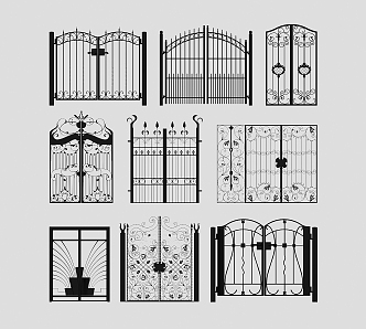 Jane Europe wrought iron gate courtyard gate villa gate double open gate 3d model