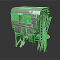 Industrial Structural Component With Metal Frame Mesh Panels And Support Legs