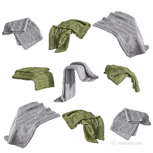 Gray And Green Storage Lockers With Various Folding And Hanging Designs 3d model 