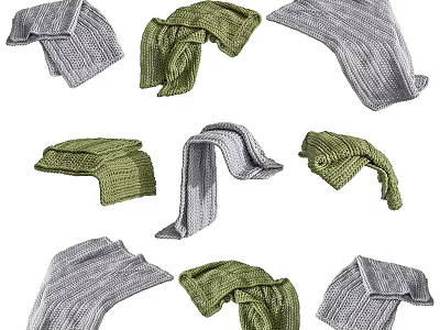 Gray And Green Storage Lockers With Various Folding And Hanging Designs 3d model