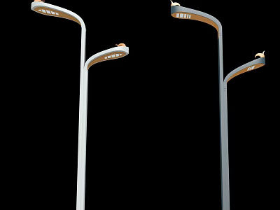 Modern Outdoor Street Lights With Curved Pole Design And Illuminated Heads 3d model