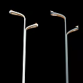 Modern Outdoor Street Lights With Curved Pole Design And Illuminated Heads