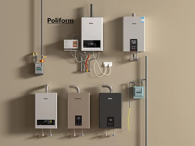 Poliform Modern Water Heaters In Various Colors Wall Mounted Home Appliances 3d model