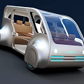 Futuristic Functional Vehicle with Large Windows Open Doors and Spacious Interior 3d model