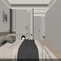 Modern Minimalist Warm Cream Bedroom With Comfortable Sofa And Matching Natural Wood Coffee Table Set