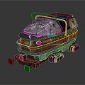 Vintage Style Water Vehicle With Metallic Texture Colorful Decorations Seats And Handrail