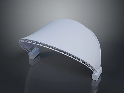 Modern White Arched Membrane Structure With Metal Support Frame And Base 3d model