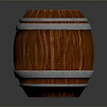 Wooden Barrel With Silver Metal Hoops And Natural Wood Grain Finish