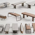 New Chinese Style Sofa Stool Bench 3d model