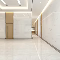 Hengfeng Bank Service Hall With Marble Reception Desk Wooden Wall Metal Chairs And Bright Lights