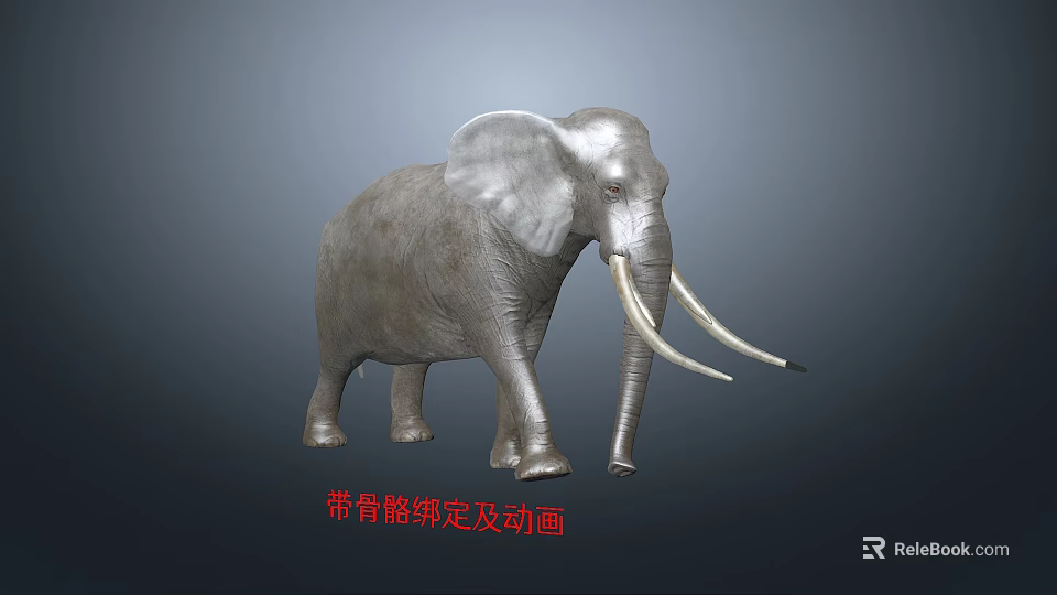Realistic 3D Elephant Model With Detailed Skeleton Rigging And Animation 3d model 