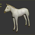 White Horse With Golden Mane In Standing Pose Against Gray Background And Reflection On Ground