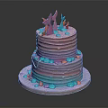 Two Tier Rainbow Colored Frosting Cake With Pink Mermaid Tail Coral Decorations And Colorful Accents