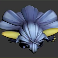 3D Fantasy Creature Character With Blue Long Hair Large Yellow Ears And Purple Eyes