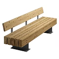 Sturdy Wooden Outdoor Bench With Metal Legs And Slatted Design For Garden Use