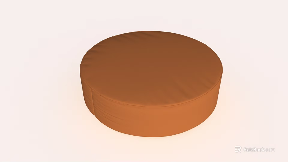 Soft Comfortable Brown Round Padded Stool for Home Daily Living Use 3d model 