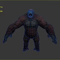 3D Gorilla Character Displaying Red Gray Fur Open Mouth And Muscular Posture