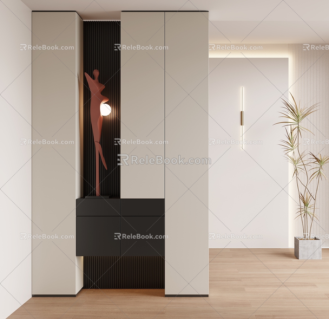 Modern Entrance Shoe Cabinet 3d model