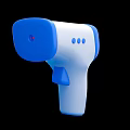 Blue And White Non Contact Infrared Thermometer With Digital Display 36.9 Degrees On Black Background