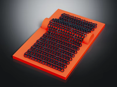 Black And Red Rubber Rings Hardware Tools Organized On Orange Tray 3d model