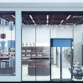 Modern Specialty Store Interior With Spacious Two Floors Bright Display Cabinets And Shelves