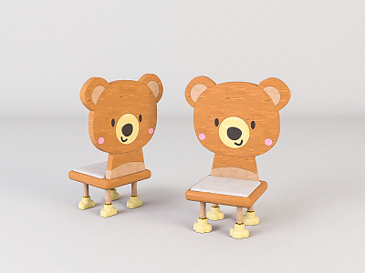 Modern Children's Chair Home Children's Wooden Chair Beautiful Chen Ornaments 3d model