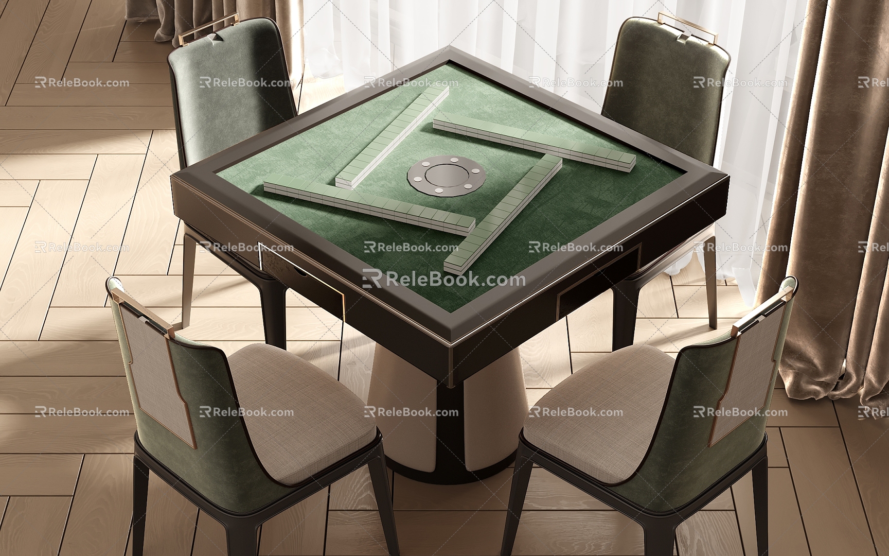 Modern Mahjong Table and Chair Mahjong Table and Chair Combination 3d model