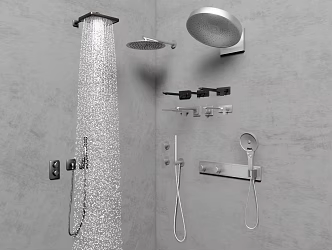 Modern shower hardware 3d model