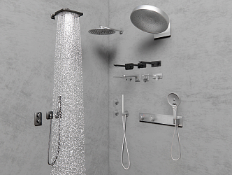 Modern shower hardware 3d model