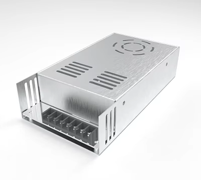 Industrial Equipment Metal Enclosure With Ventilation Holes And Internal Slots 3d model