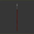 Traditional Spear Weapon Design With Red Shaft And Metal Spearhead