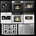 Modern Black And White Kitchen Appliances With Oven Coffee Maker Gas Stove And Range Hood