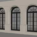 Three Arched Windows With Black Frames On White Wall Decorative Design