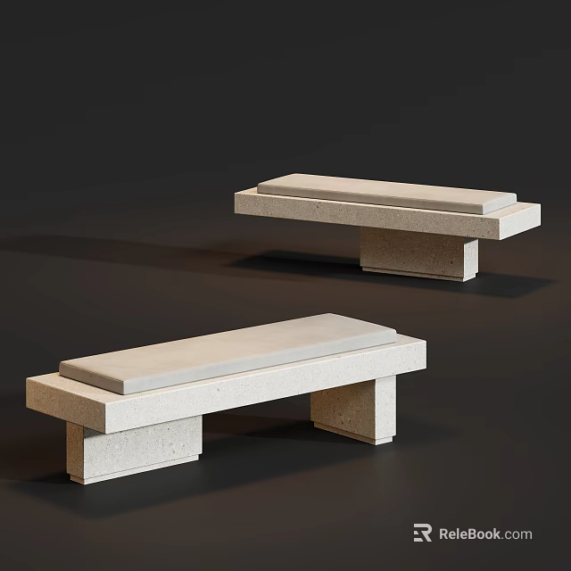 Modern Minimalist Stacked Design Concrete Stool For Outdoor Courtyard And Public Rest Areas 3d model 