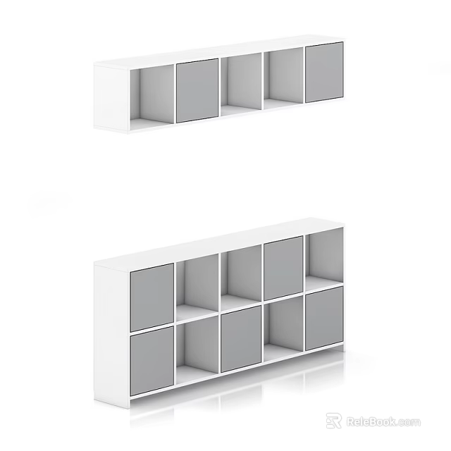 Modern White Bookcase With Multiple Open Compartments For Home Office Storage Design 3d model
