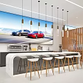 4S Store Showroom Modern Interior With Multiple Cars On Display And Comfortable Seating
