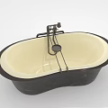 Vintage Oval Black And White Bathtub With Classic Metal Faucet Fixture