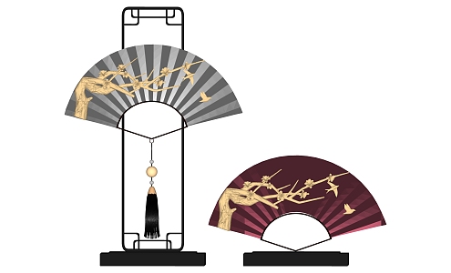 New Chinese Style Fan Folding Fan Jewelry Ornaments 3d model