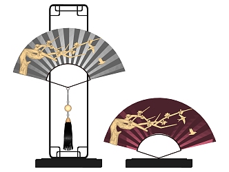 New Chinese Style Fan Folding Fan Jewelry Ornaments 3d model