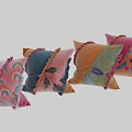 Colorful Decorative Pillows with Velvet Ruffled Edges and Floral Rainbow Leaf Patterns for Home Sofa