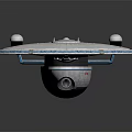 Futuristic Sci Fi Spaceship With Disc Shaped Hull And Blue Engine Nacelles 3d model