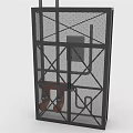 Metal Mesh Frame Structure With Internal Mechanical Pipes And Industrial Design Components 3d model