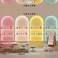 Children's Playroom With Pastel Pink Green Walls Cloud Cactus Decor Sofa Tables Chairs Toys